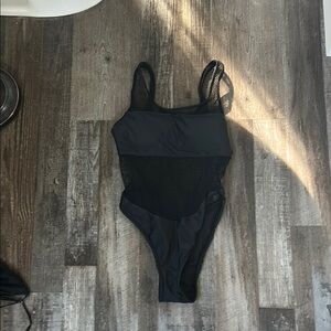 Forever 21 Black Mesh One Piece Swimsuit